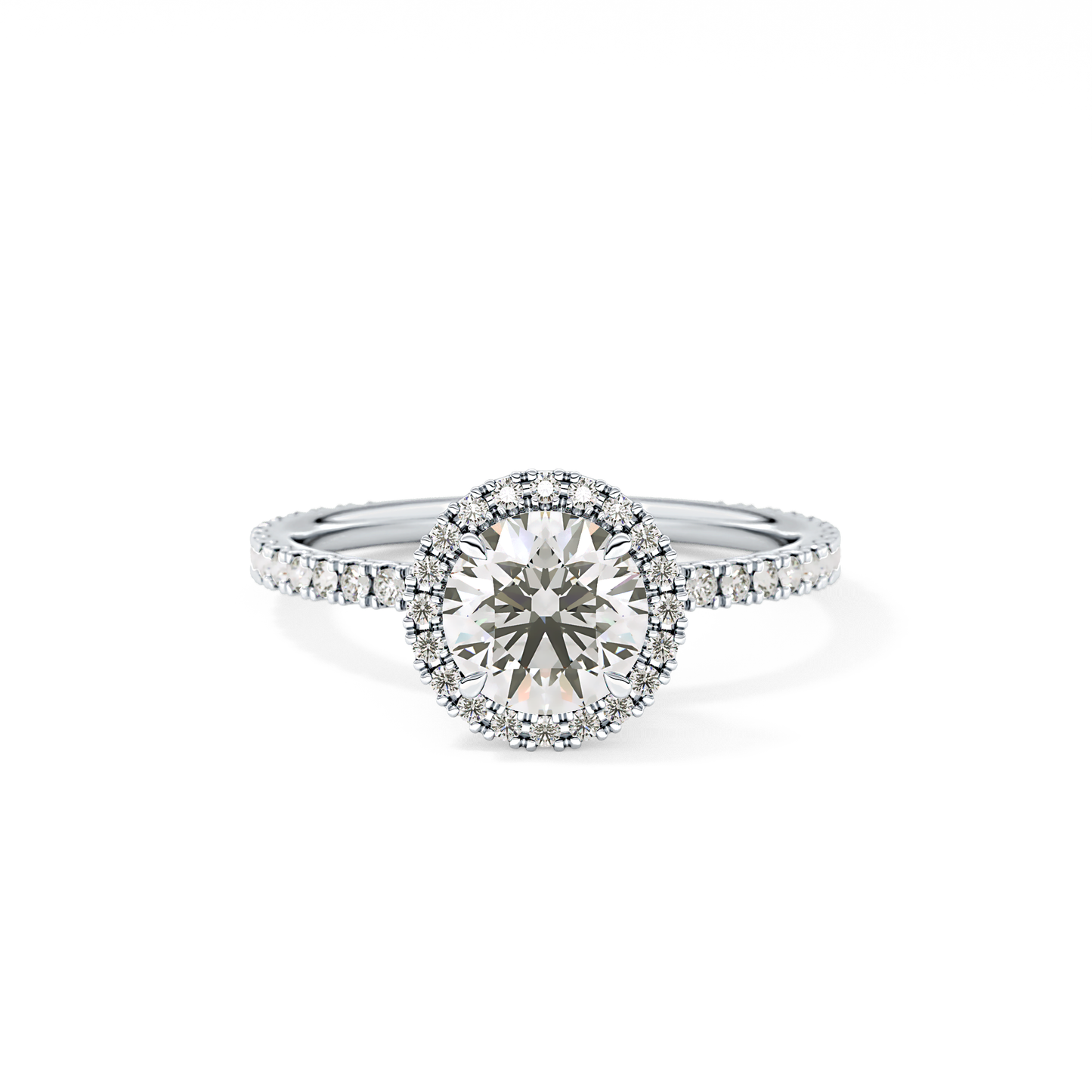 Round Halo & Pave Lab Grown Diamond Engagement Ring