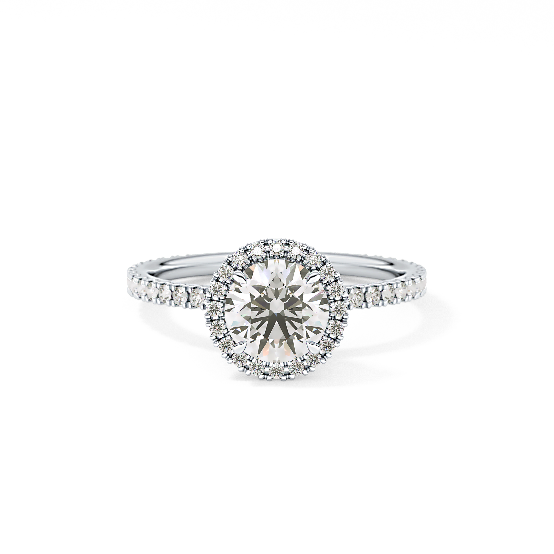 Round Halo & Pave Lab Grown Diamond Engagement Ring