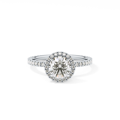 Round Halo & Pave Lab Grown Diamond Engagement Ring
