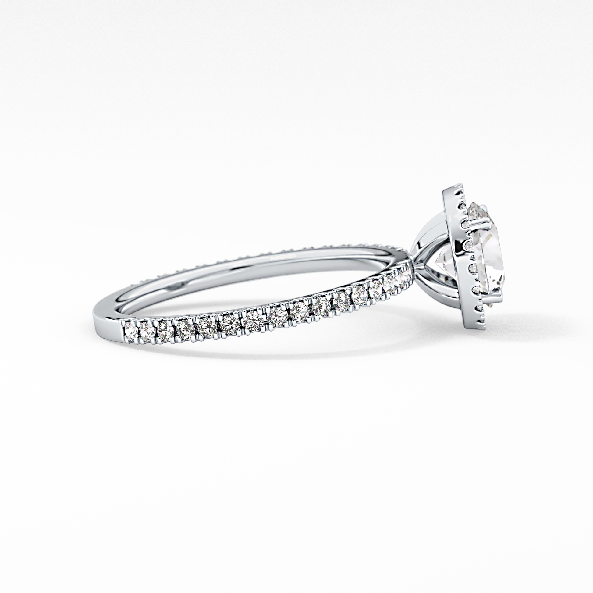 Round Halo & Pave Lab Grown Diamond Engagement Ring