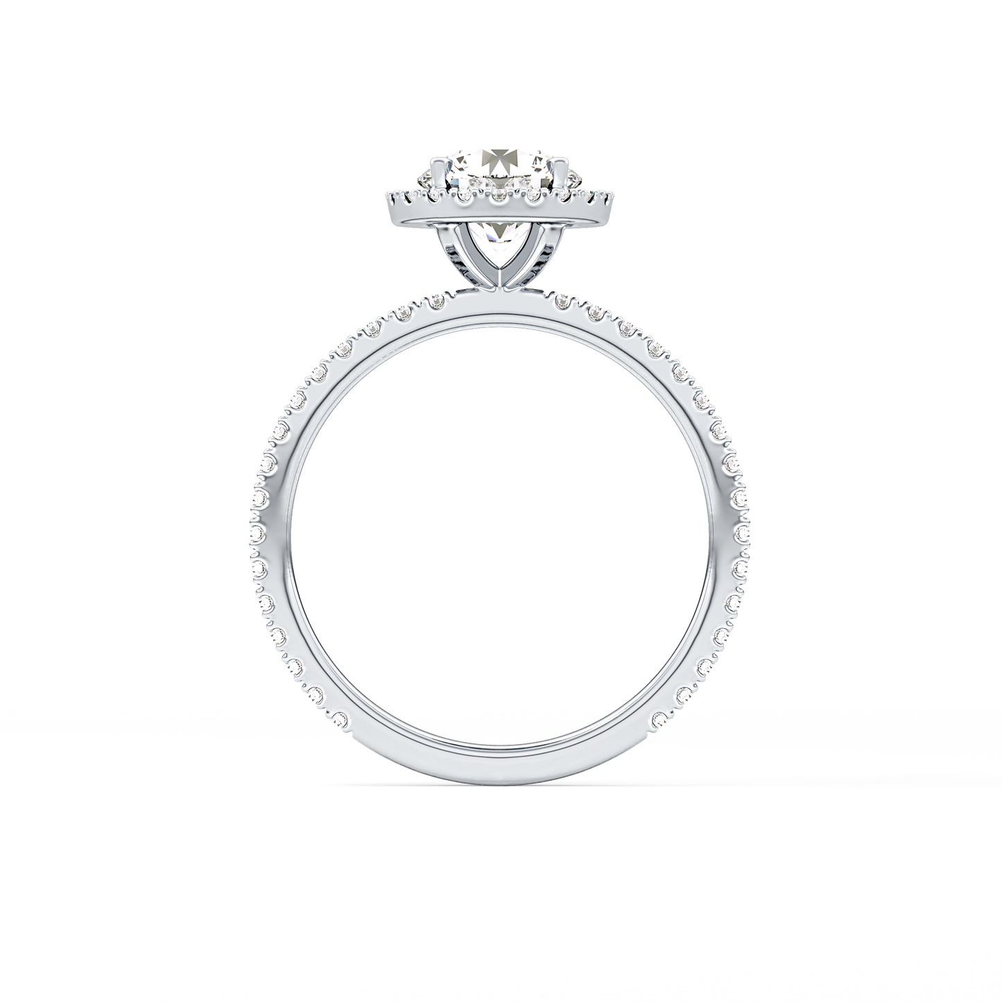 Round Halo & Pave Lab Grown Diamond Engagement Ring