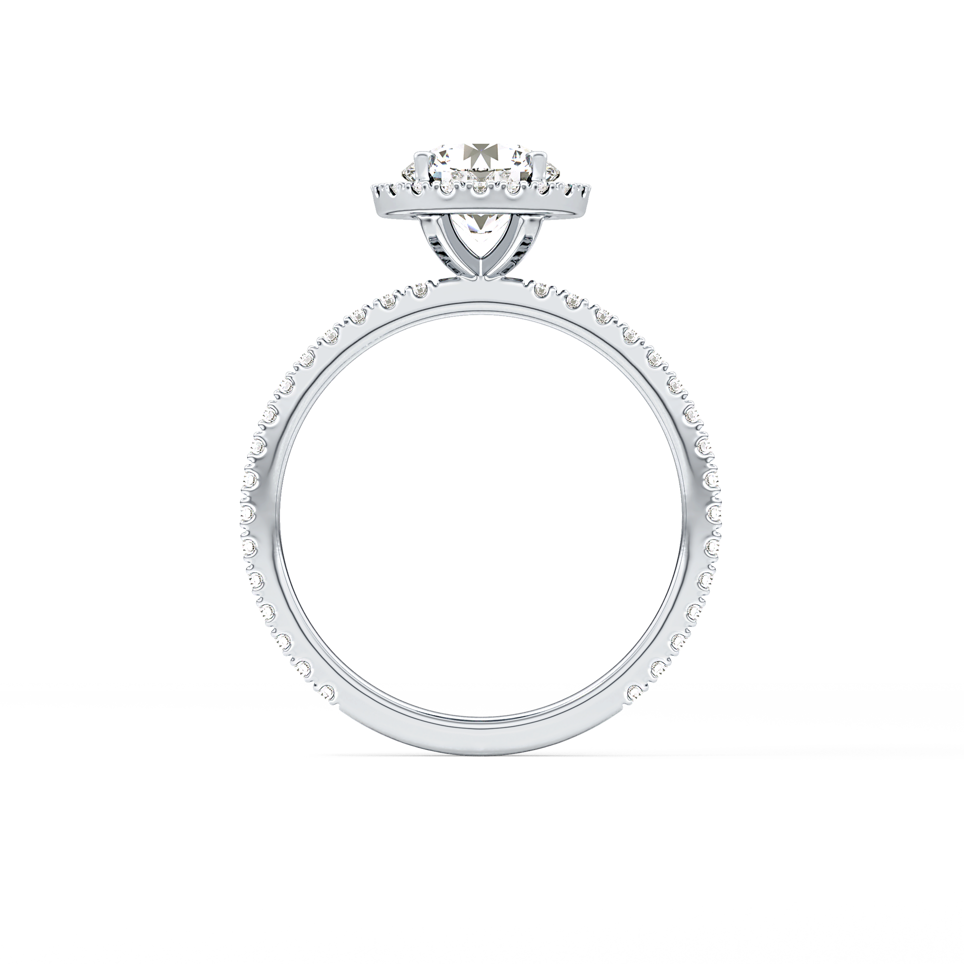 Round Halo & Pave Lab Grown Diamond Engagement Ring