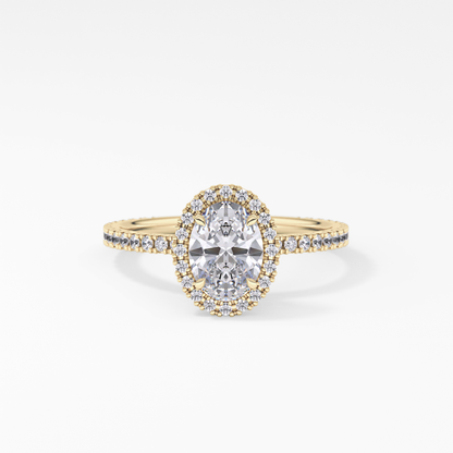 Oval Halo & Pave Lab Grown Diamond Engagement Ring