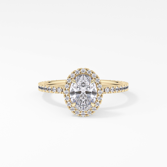 Oval Halo & Pave Lab Grown Diamond Engagement Ring