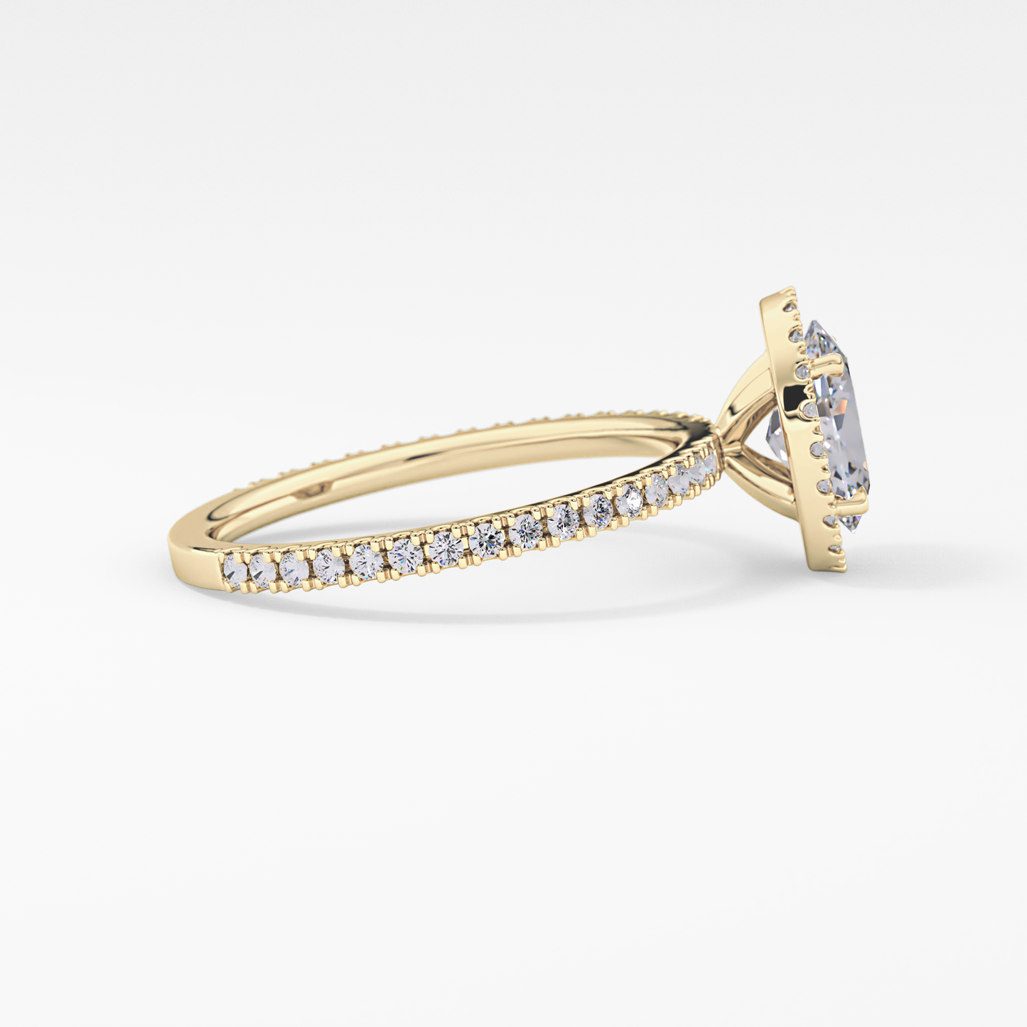 Oval Halo & Pave Lab Grown Diamond Engagement Ring
