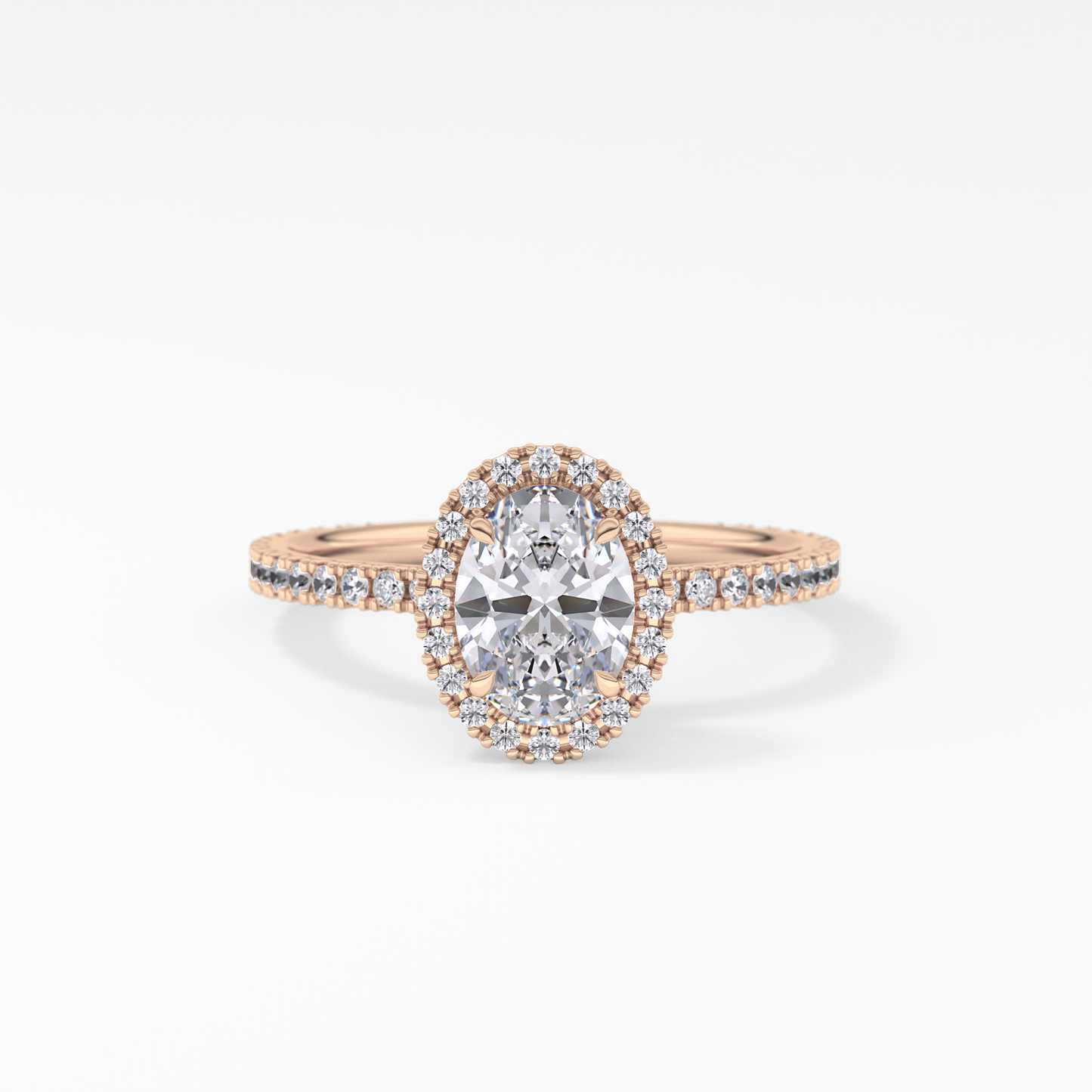 Oval Halo & Pave Lab Grown Diamond Engagement Ring