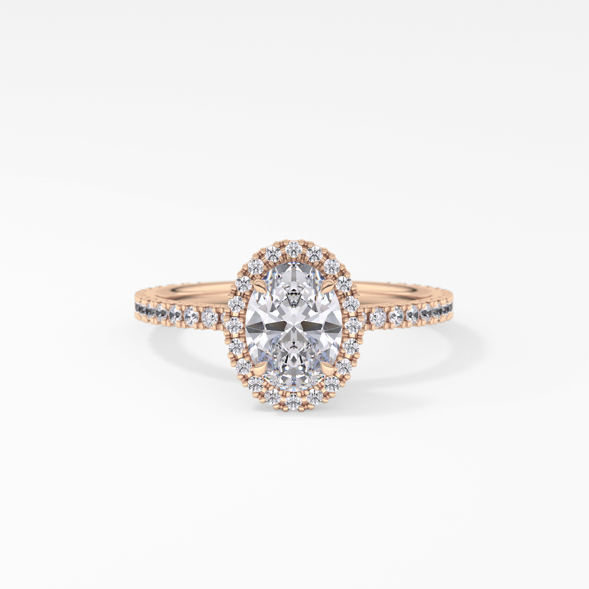 Oval Halo & Pave Lab Grown Diamond Engagement Ring