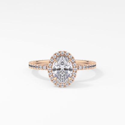 Oval Halo & Pave Lab Grown Diamond Engagement Ring