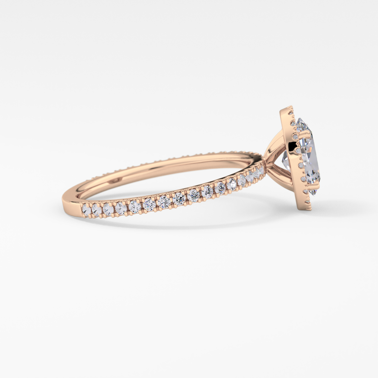 Oval Halo & Pave Lab Grown Diamond Engagement Ring