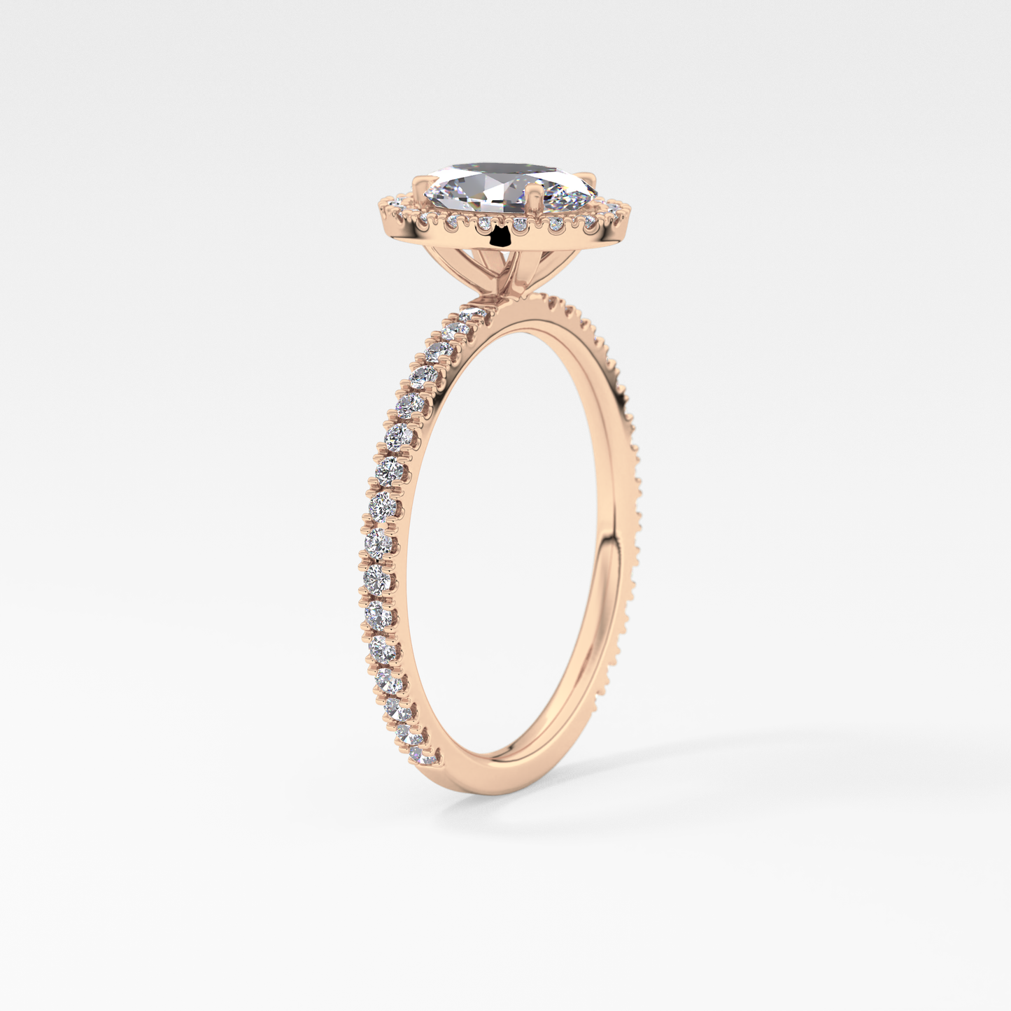 Oval Halo & Pave Lab Grown Diamond Engagement Ring