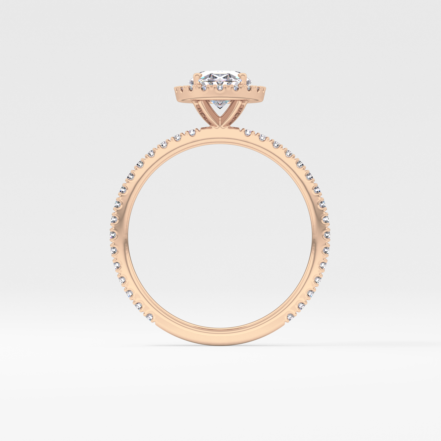 Oval Halo & Pave Lab Grown Diamond Engagement Ring