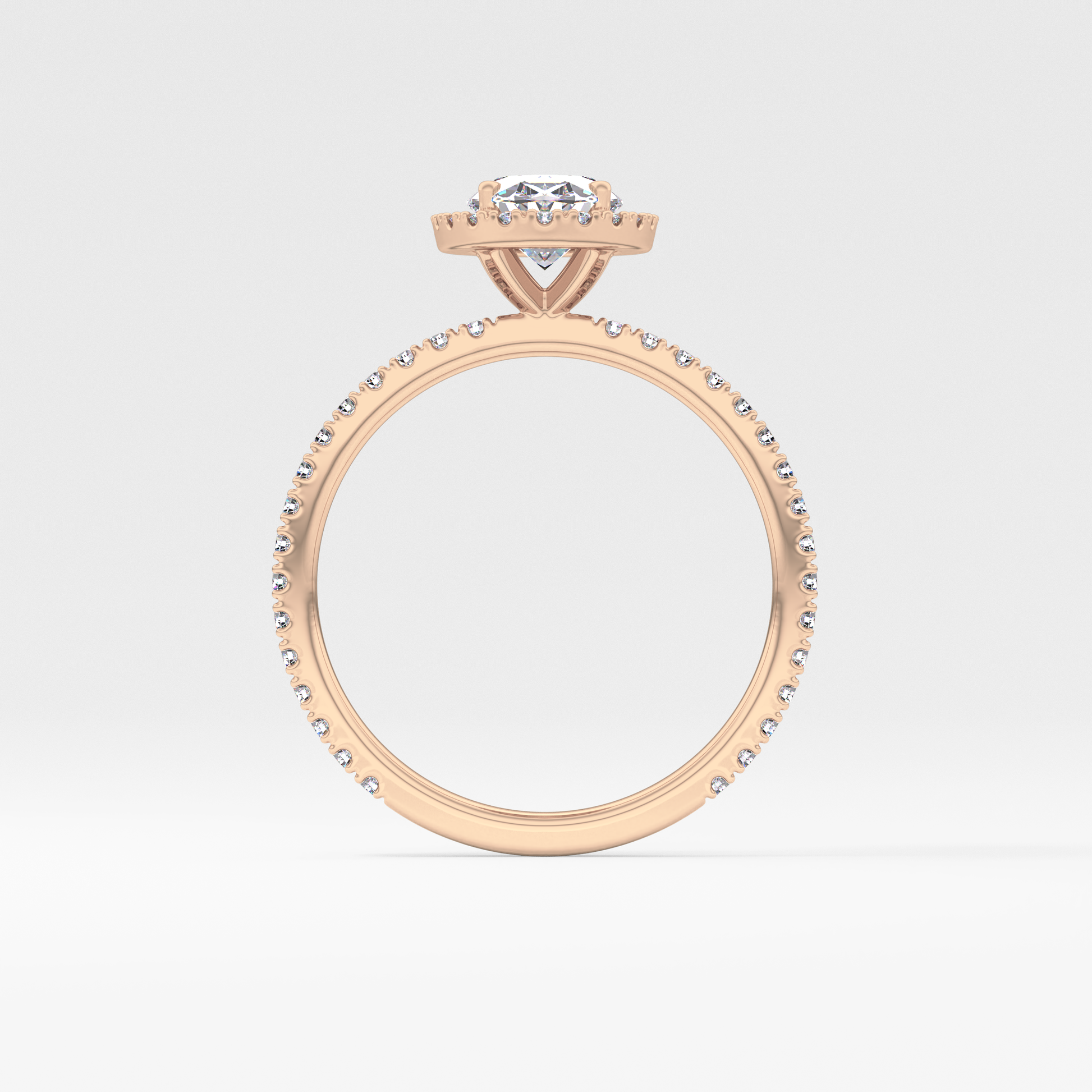 Oval Halo & Pave Lab Grown Diamond Engagement Ring