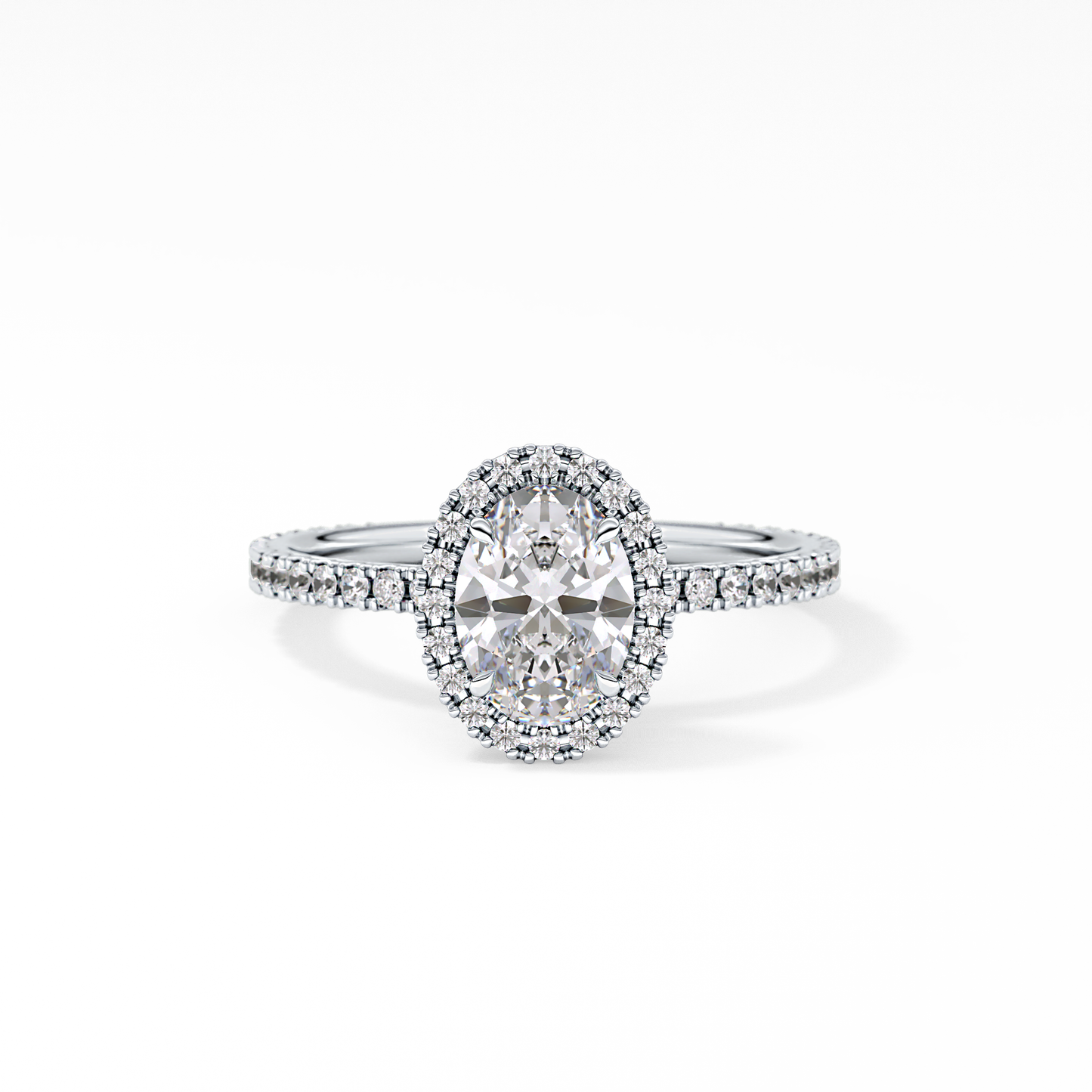 Oval Halo & Pave Lab Grown Diamond Engagement Ring