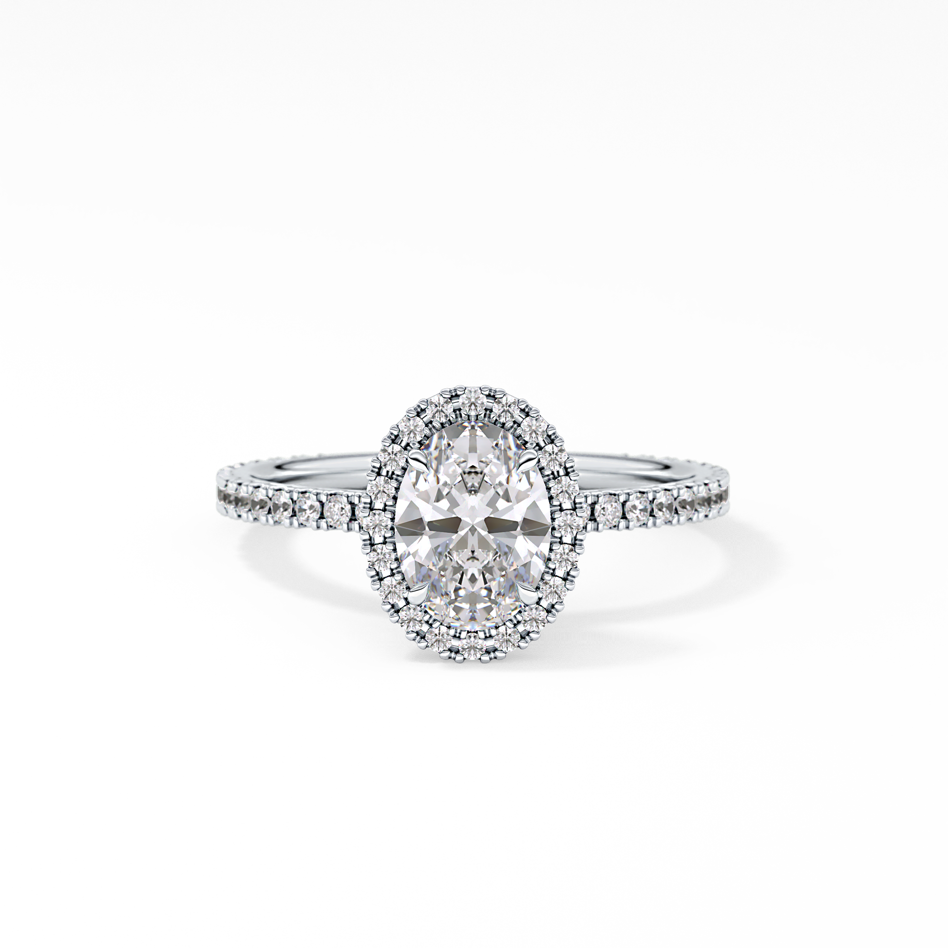 Oval Halo & Pave Lab Grown Diamond Engagement Ring