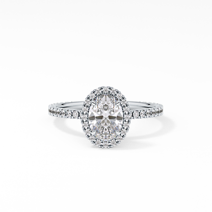 Oval Halo & Pave Lab Grown Diamond Engagement Ring