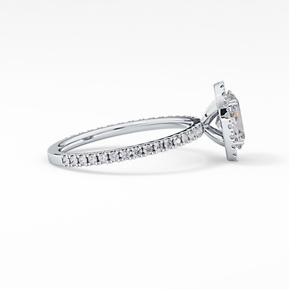 Oval Halo & Pave Lab Grown Diamond Engagement Ring
