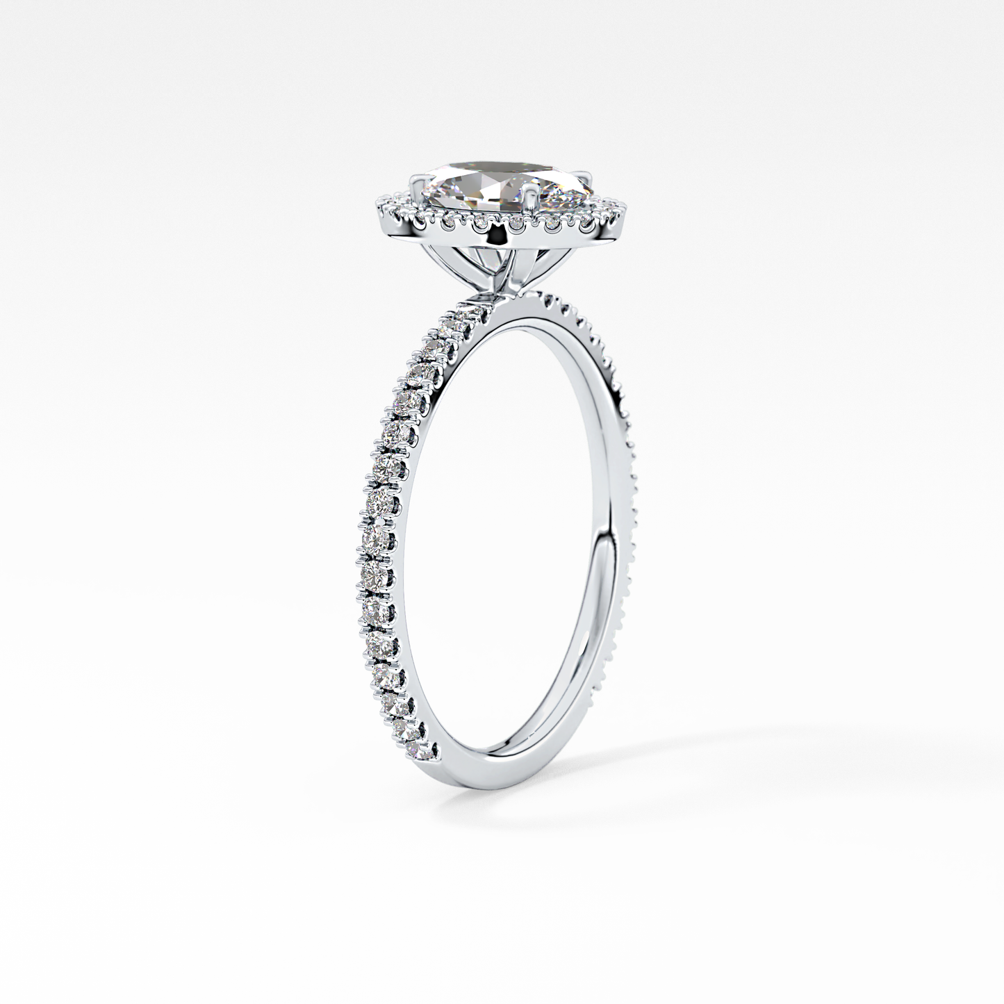 Oval Halo & Pave Lab Grown Diamond Engagement Ring