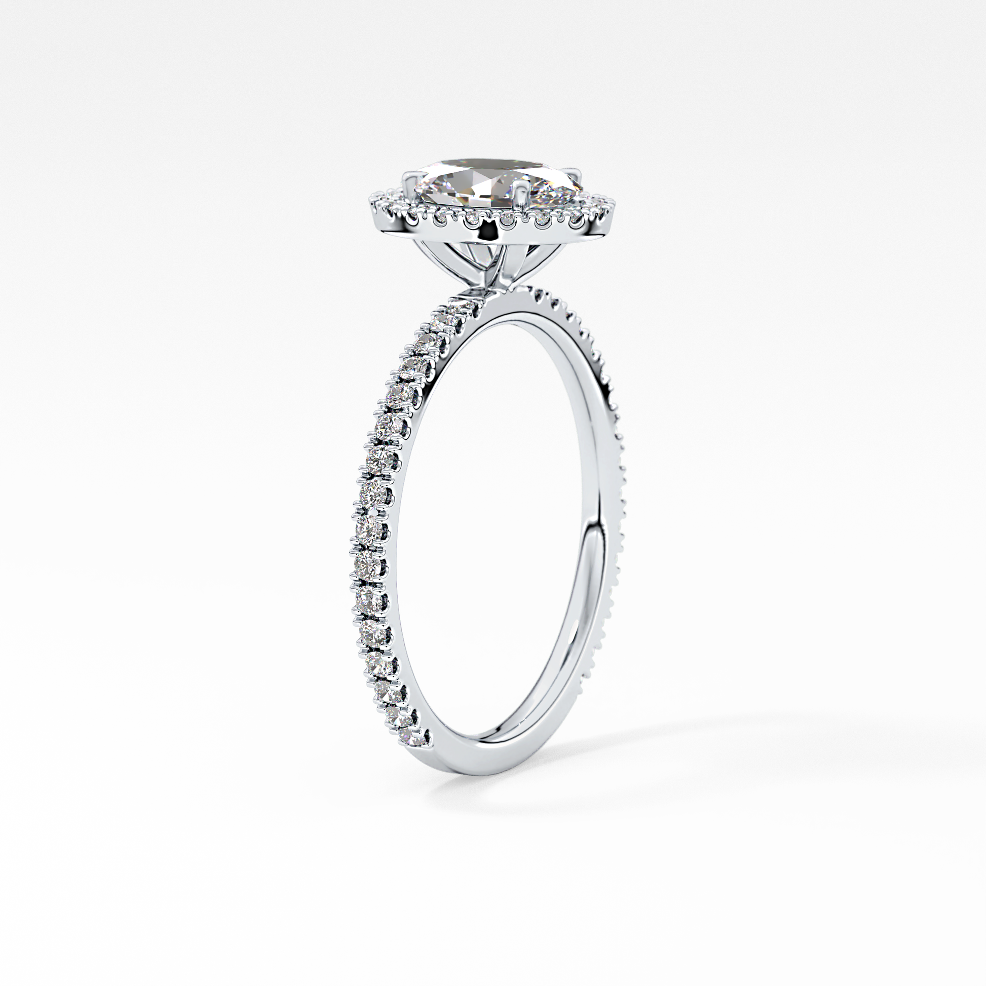 Oval Halo & Pave Lab Grown Diamond Engagement Ring