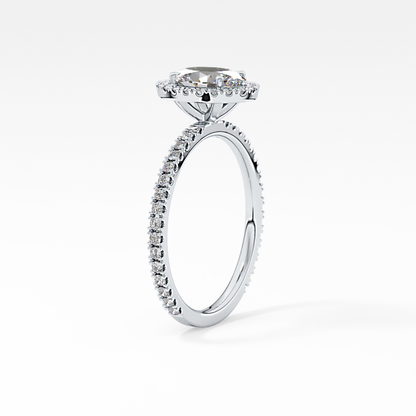 Oval Halo & Pave Lab Grown Diamond Engagement Ring