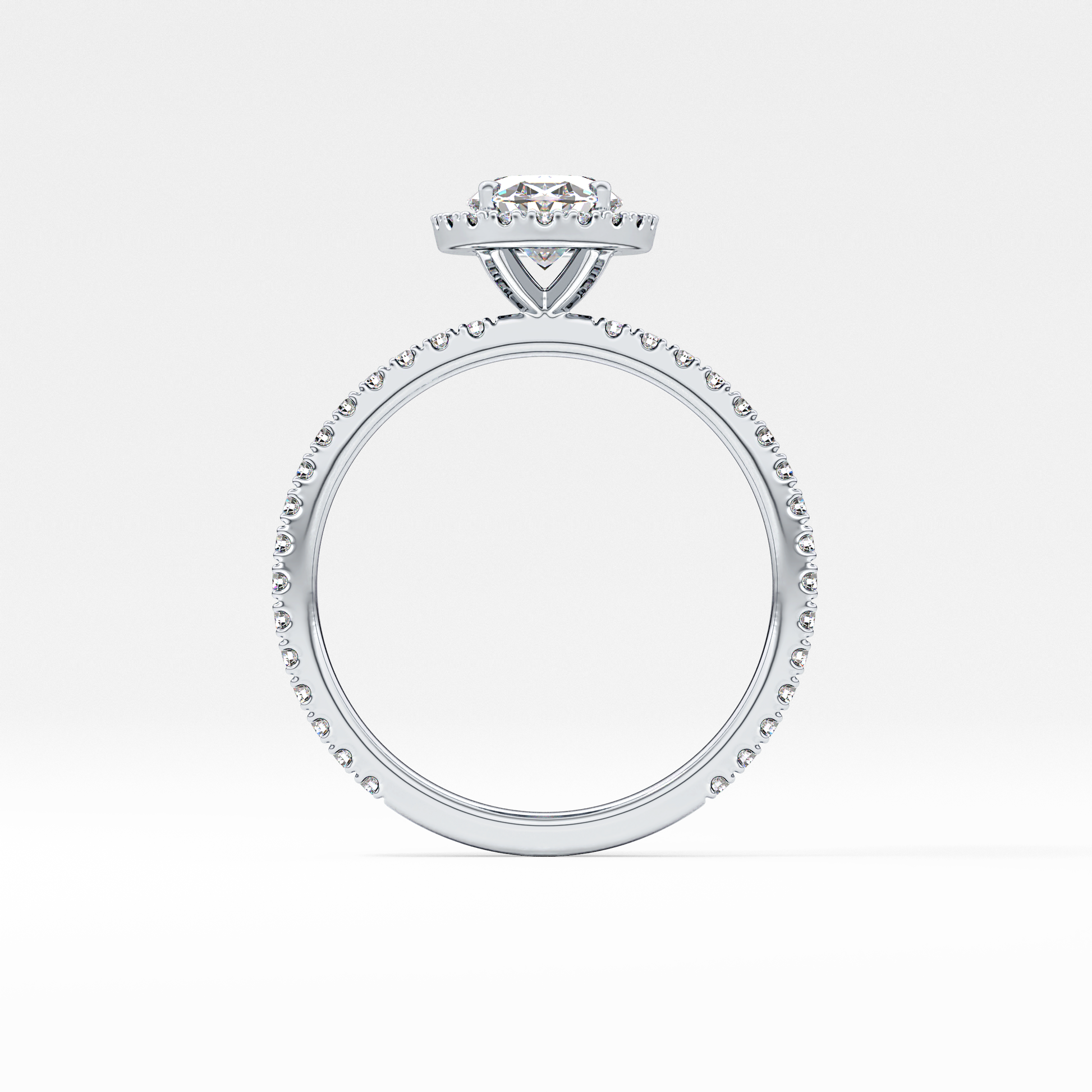 Oval Halo & Pave Lab Grown Diamond Engagement Ring