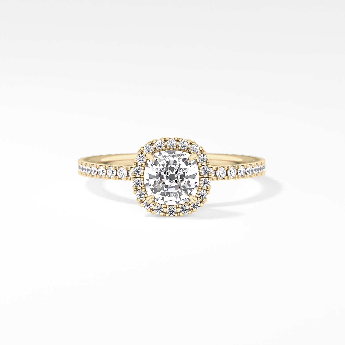 Cushion Halo & Pave Lab Grown Diamond Engagement Ring