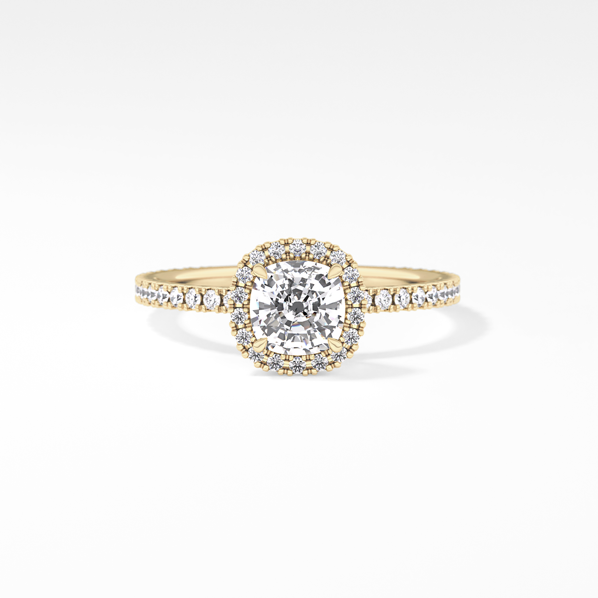 Cushion Halo & Pave Lab Grown Diamond Engagement Ring