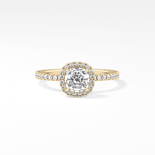 Cushion Halo & Pave Lab Grown Diamond Engagement Ring