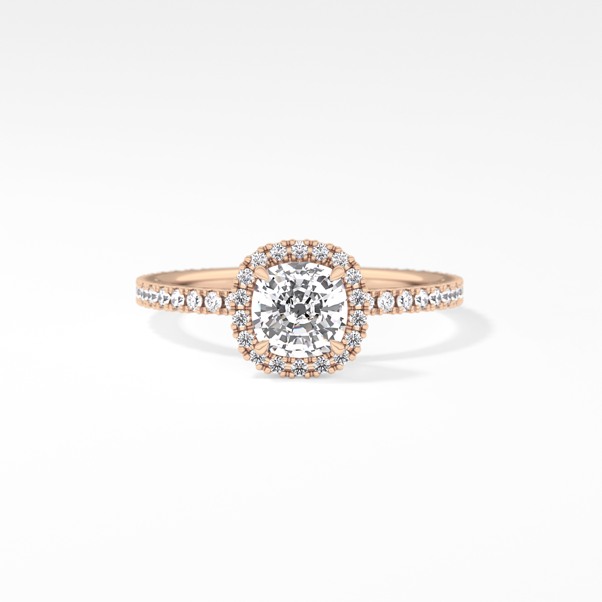 Cushion Halo & Pave Lab Grown Diamond Engagement Ring