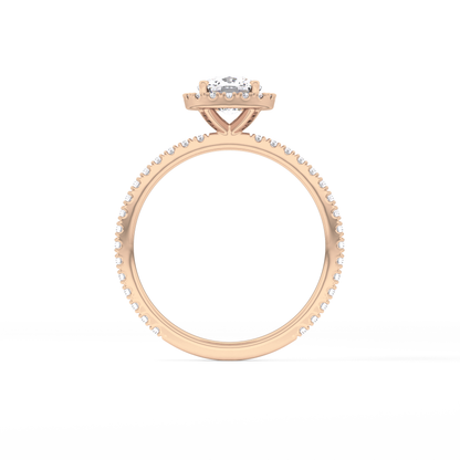 Cushion Halo & Pave Lab Grown Diamond Engagement Ring
