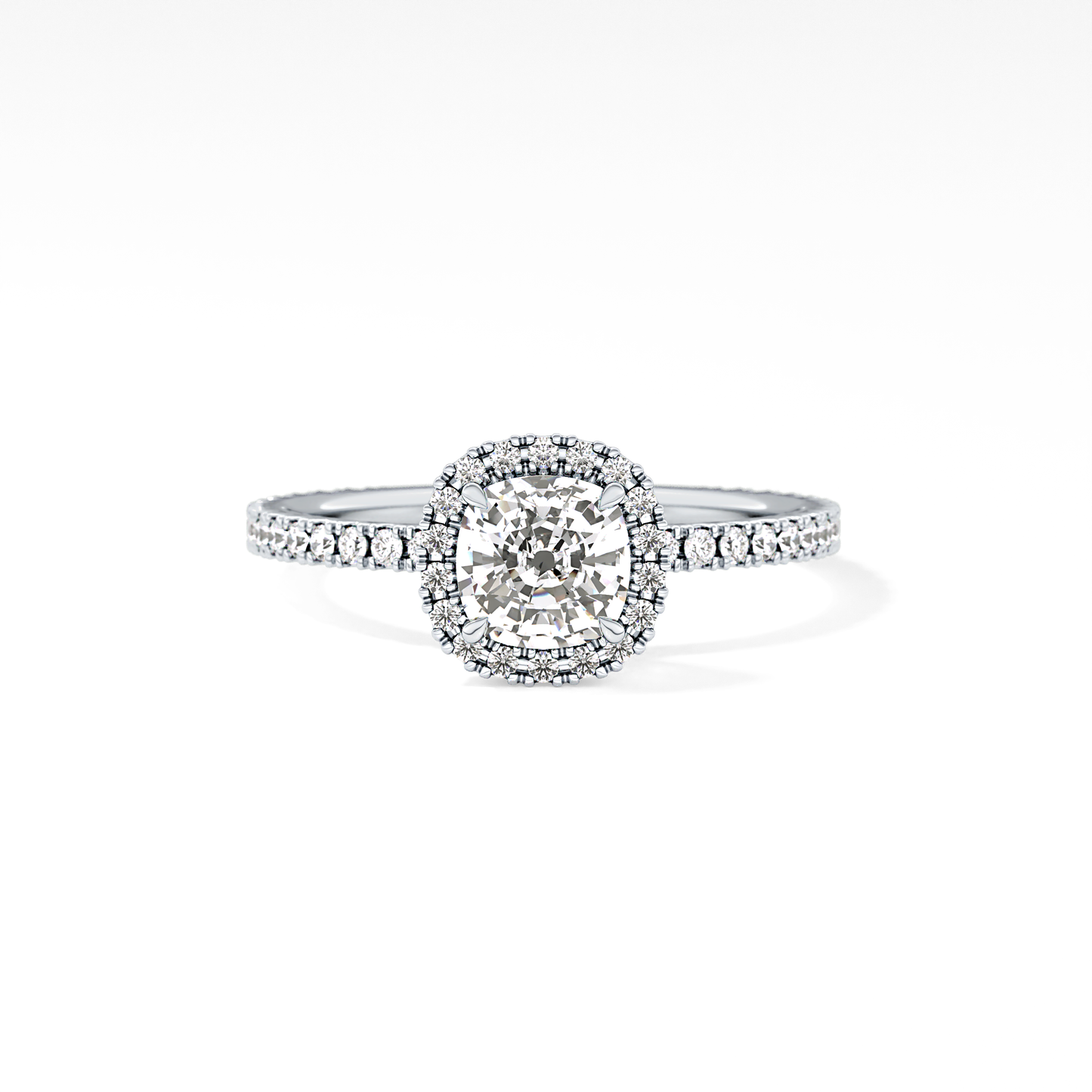 Cushion Halo & Pave Lab Grown Diamond Engagement Ring