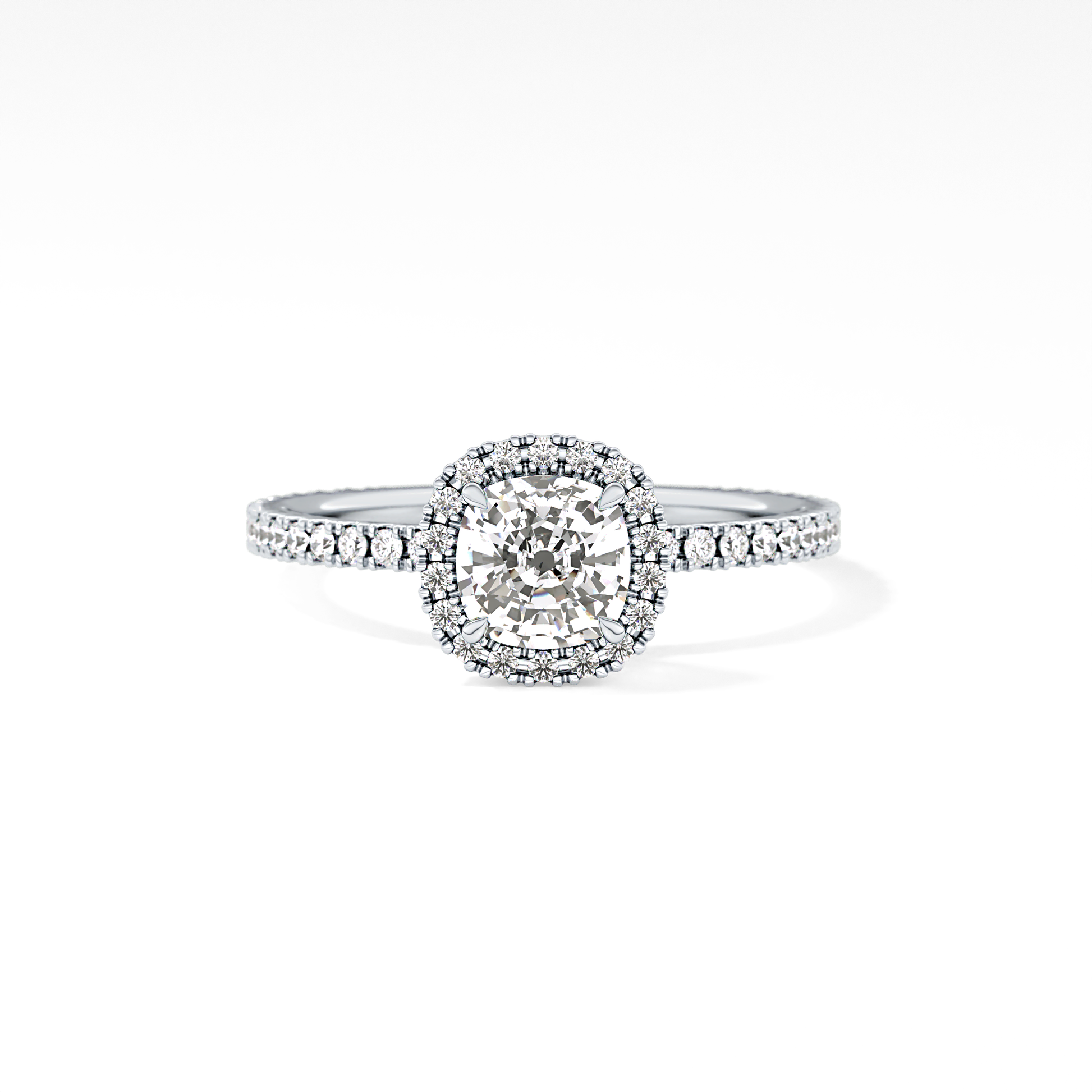 Cushion Halo & Pave Lab Grown Diamond Engagement Ring