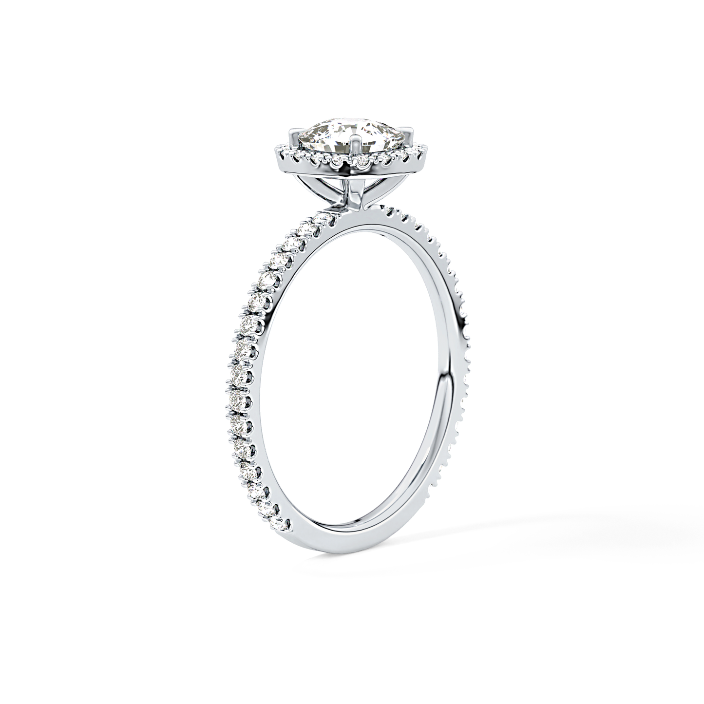 Cushion Halo & Pave Lab Grown Diamond Engagement Ring