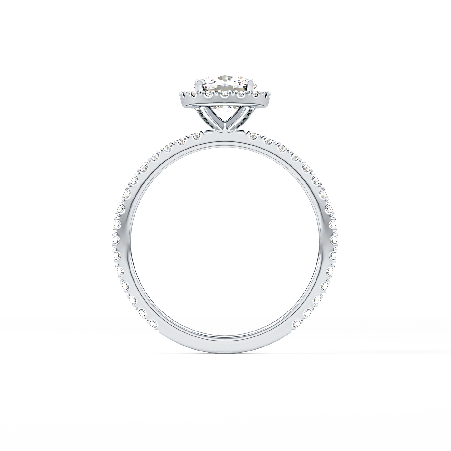 Cushion Halo & Pave Lab Grown Diamond Engagement Ring