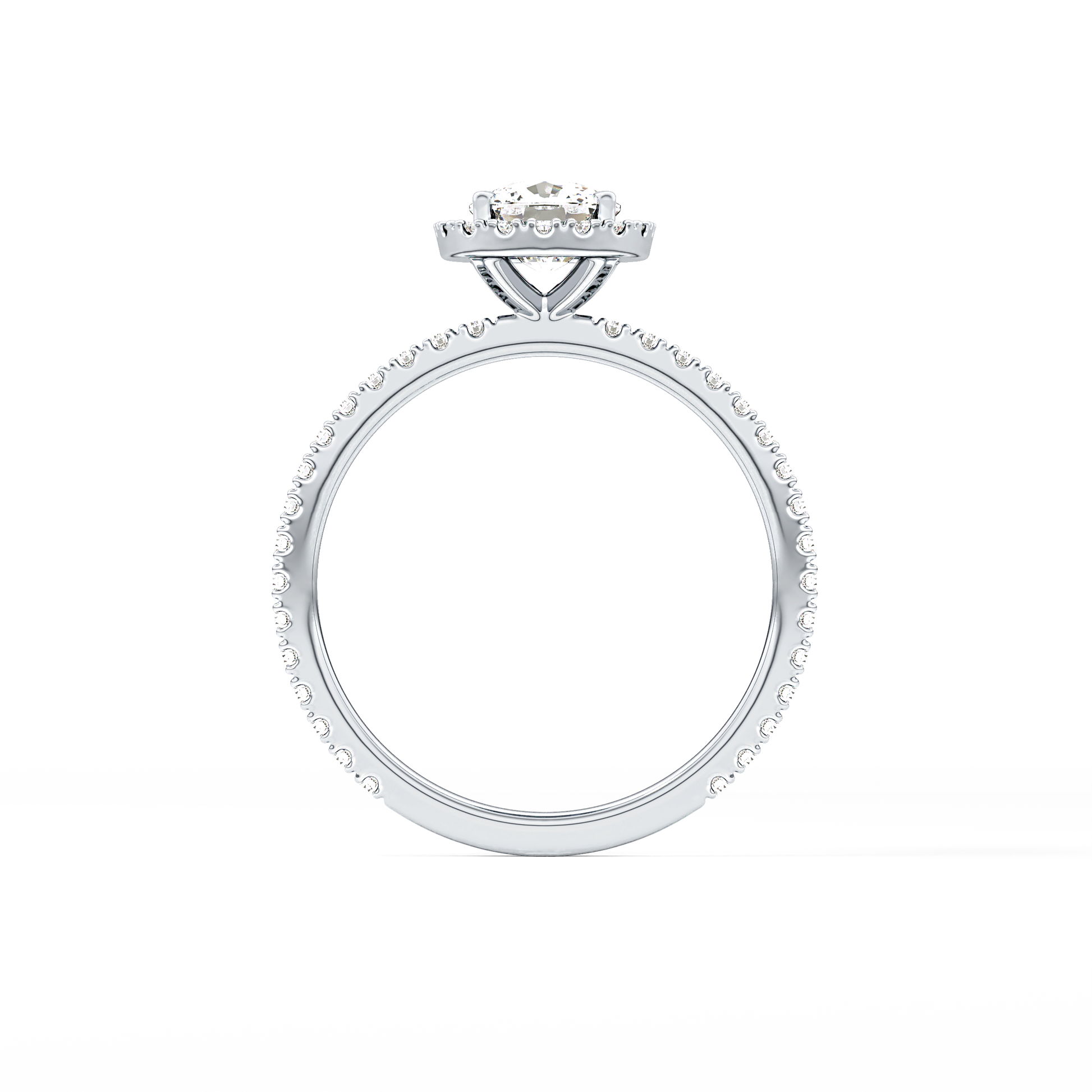 Cushion Halo & Pave Lab Grown Diamond Engagement Ring