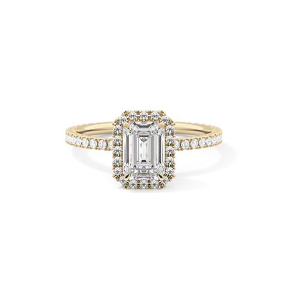 Emerald Halo & Pave Lab Grown Diamond Engagement Ring