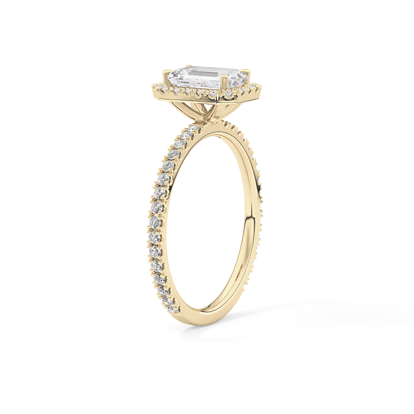 Emerald Halo & Pave Lab Grown Diamond Engagement Ring