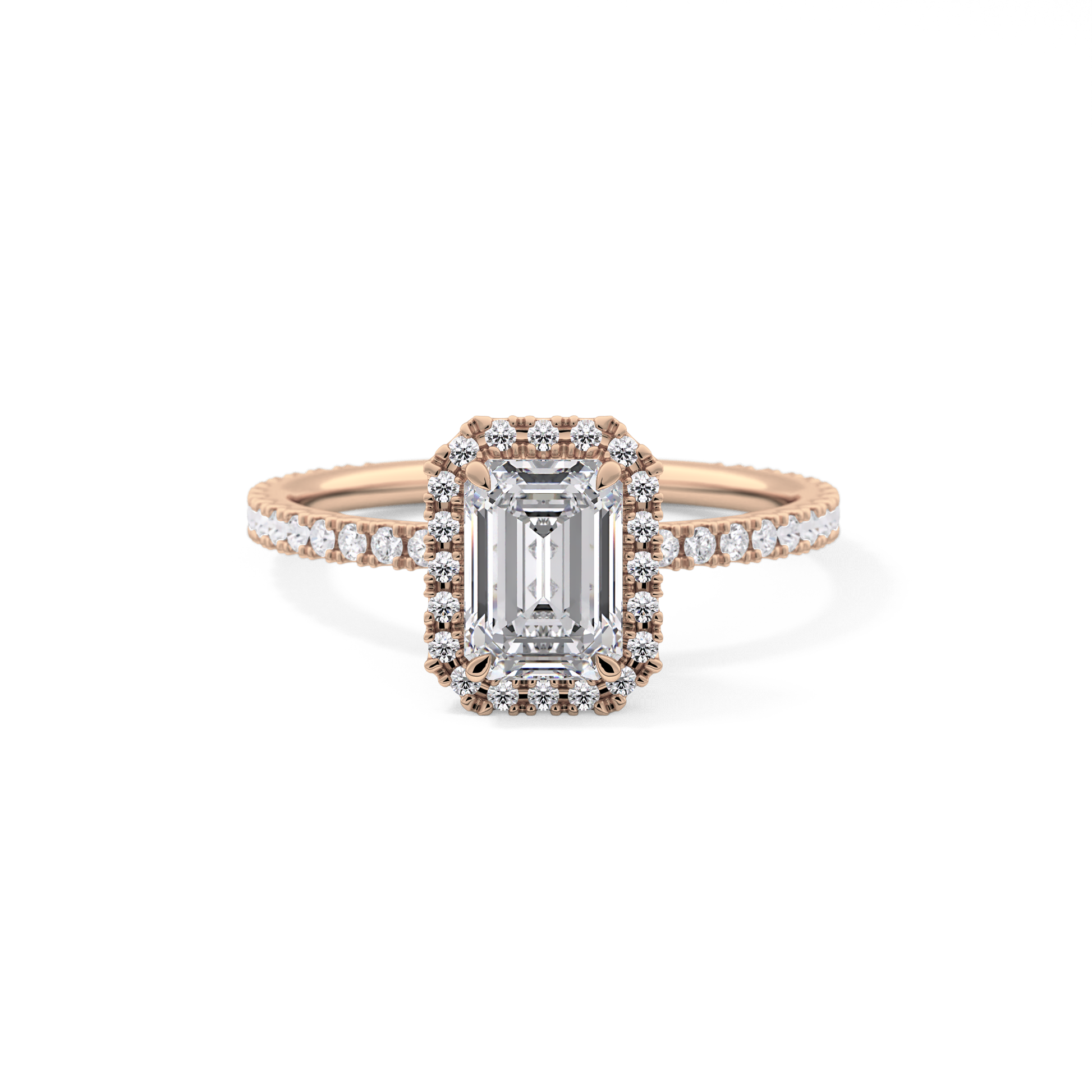 Emerald Halo & Pave Lab Grown Diamond Engagement Ring