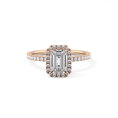 Emerald Halo & Pave Lab Grown Diamond Engagement Ring