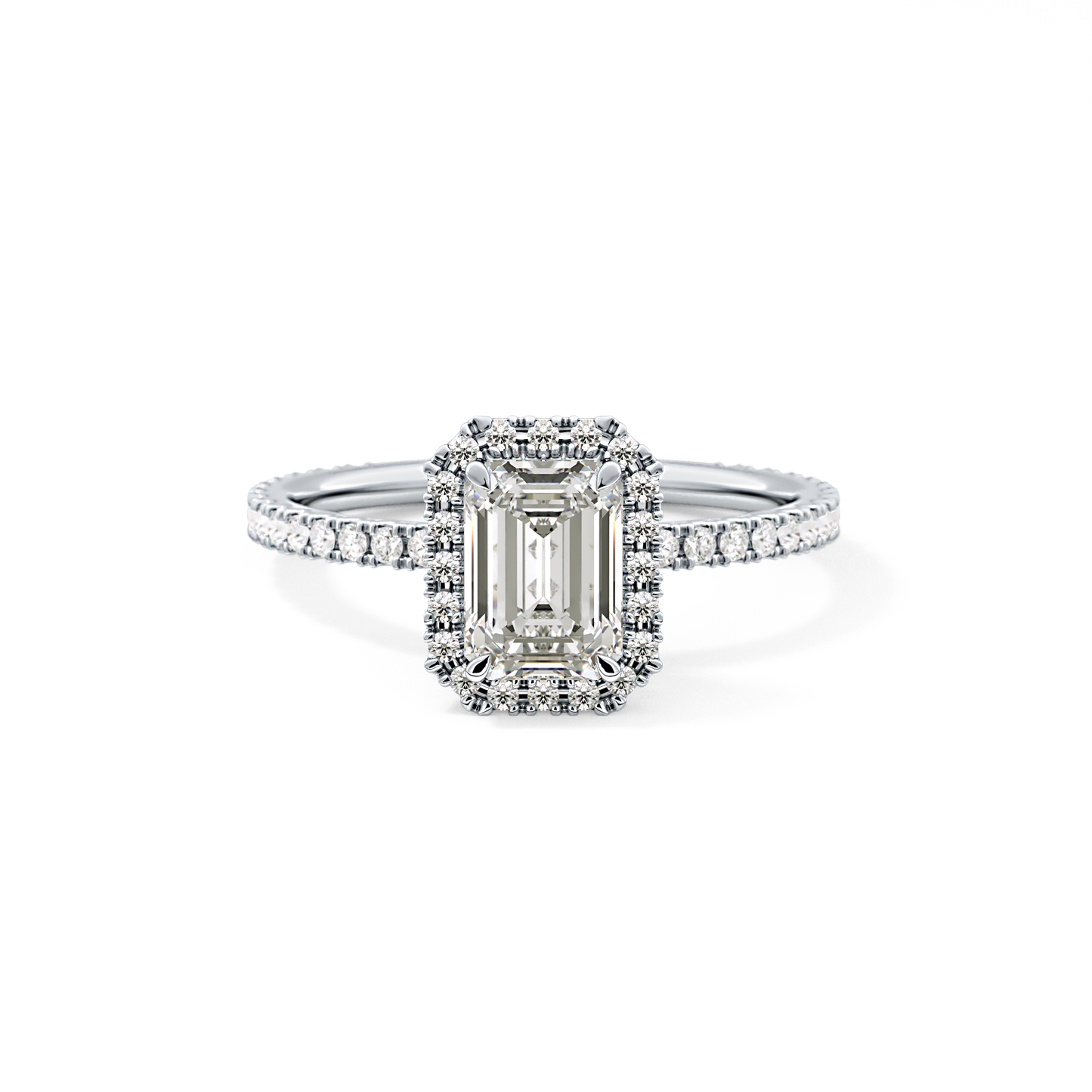 Emerald Halo & Pave Lab Grown Diamond Engagement Ring