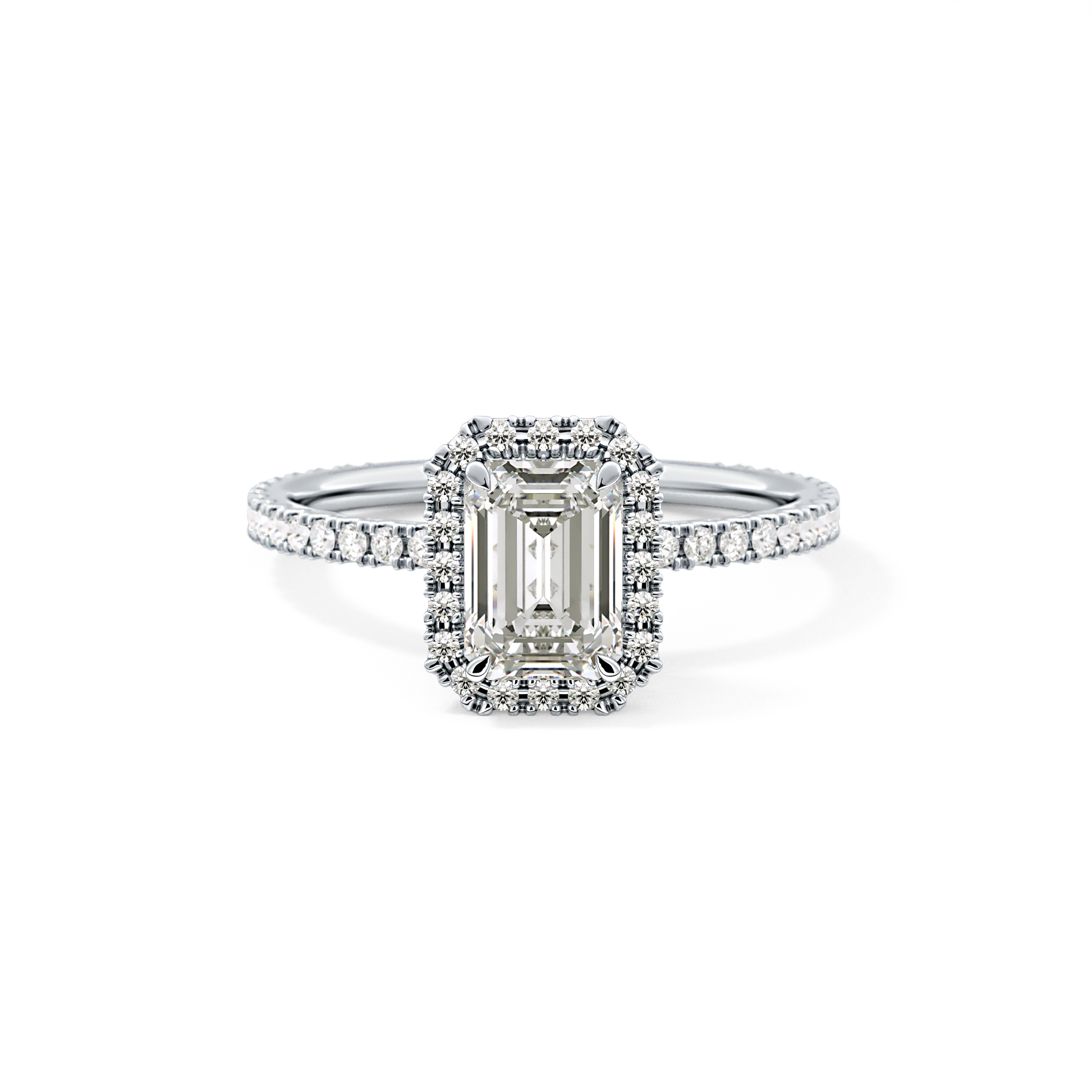 Emerald Halo & Pave Lab Grown Diamond Engagement Ring