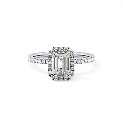 Emerald Halo & Pave Lab Grown Diamond Engagement Ring
