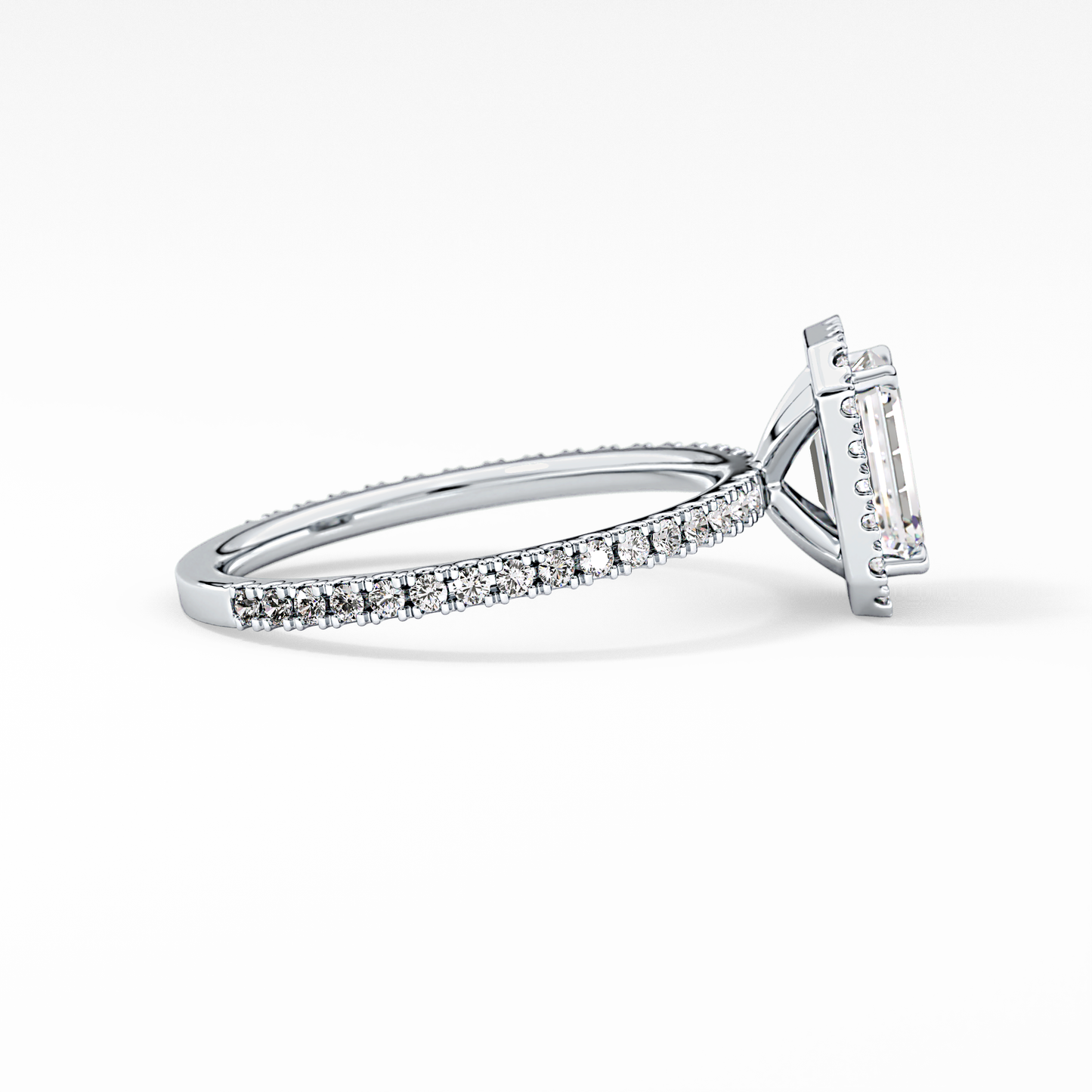 Emerald Halo & Pave Lab Grown Diamond Engagement Ring