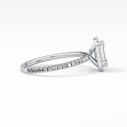 Emerald Halo & Pave Lab Grown Diamond Engagement Ring
