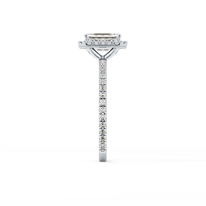 Emerald Halo & Pave Lab Grown Diamond Engagement Ring