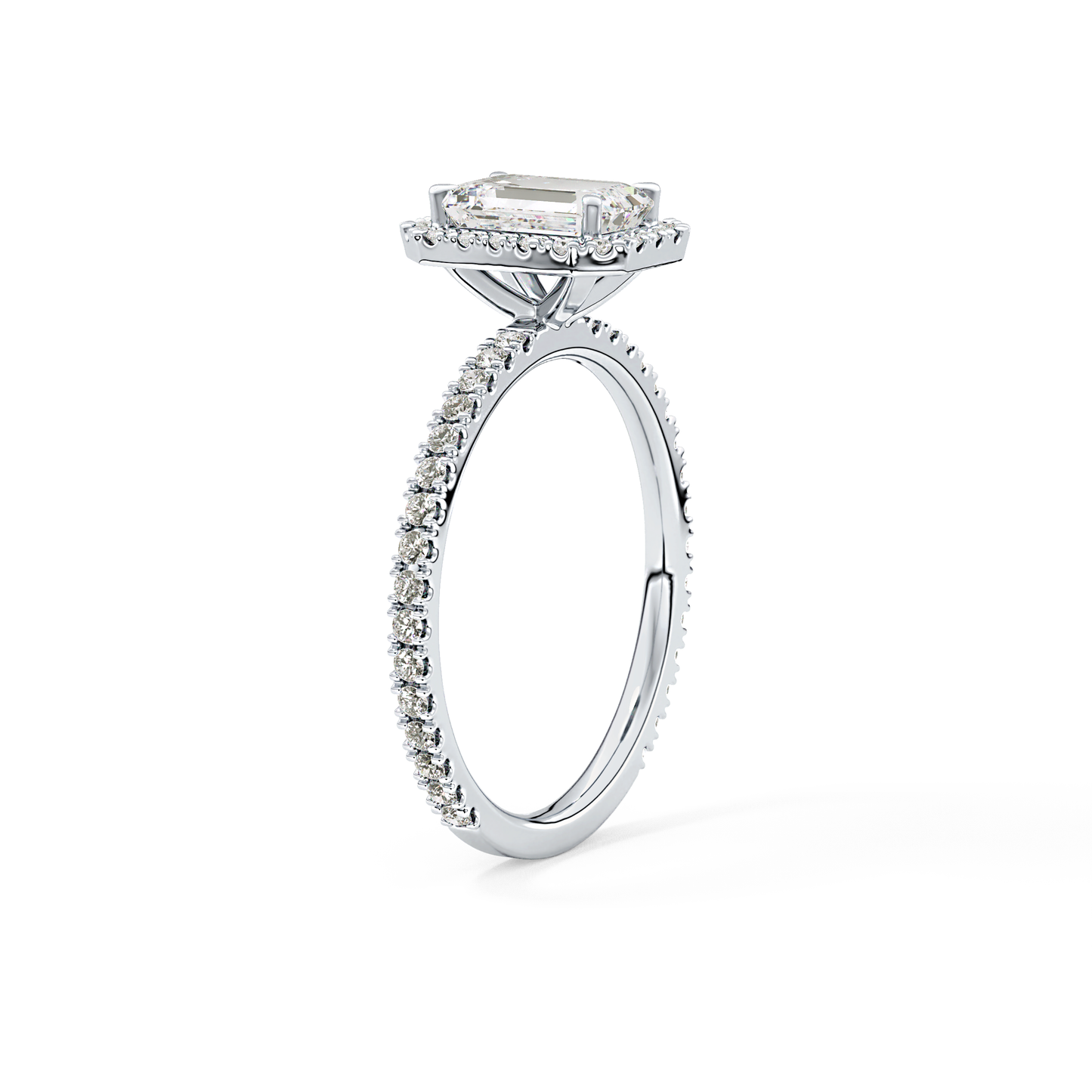 Emerald Halo & Pave Lab Grown Diamond Engagement Ring