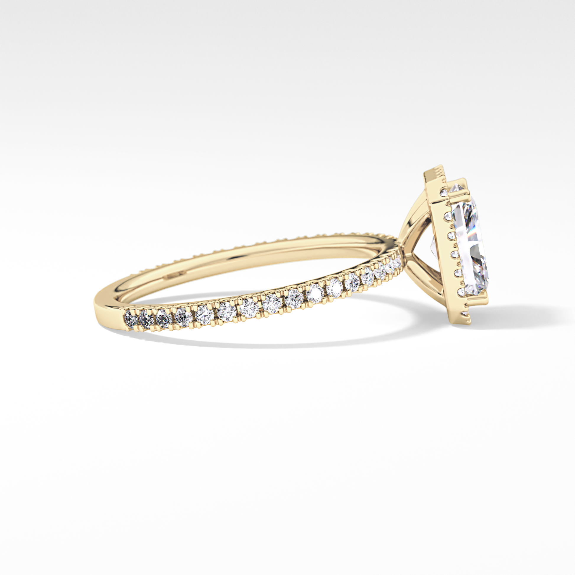 Radiant Halo &  Pave Lab Grown Diamond Engagement Ring