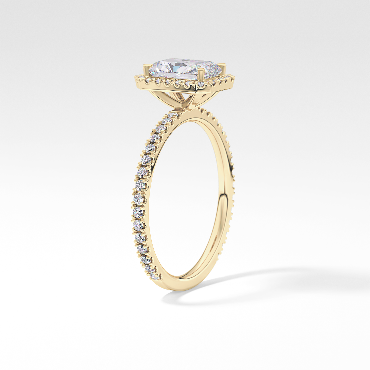 Radiant Halo &  Pave Lab Grown Diamond Engagement Ring