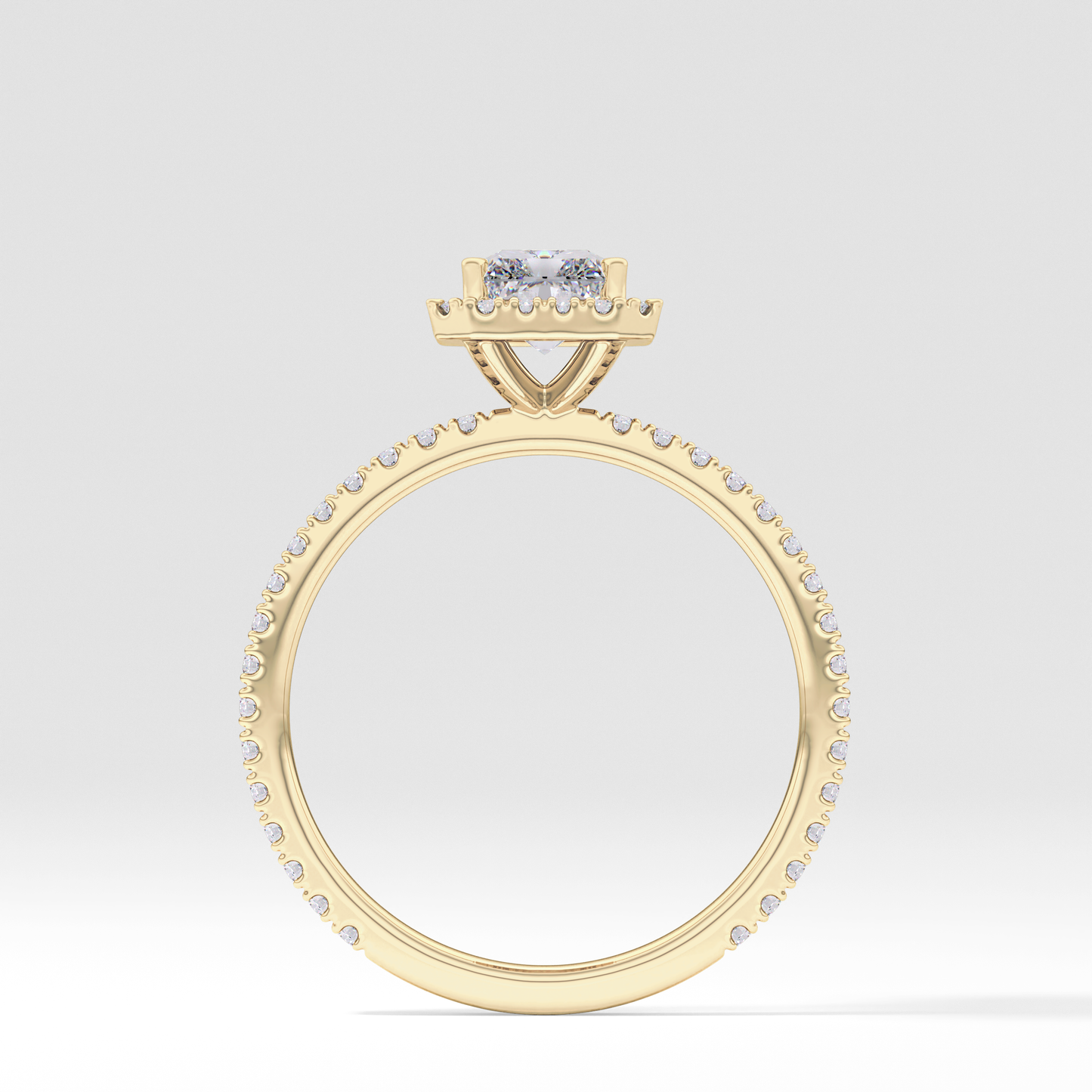 Radiant Halo &  Pave Lab Grown Diamond Engagement Ring