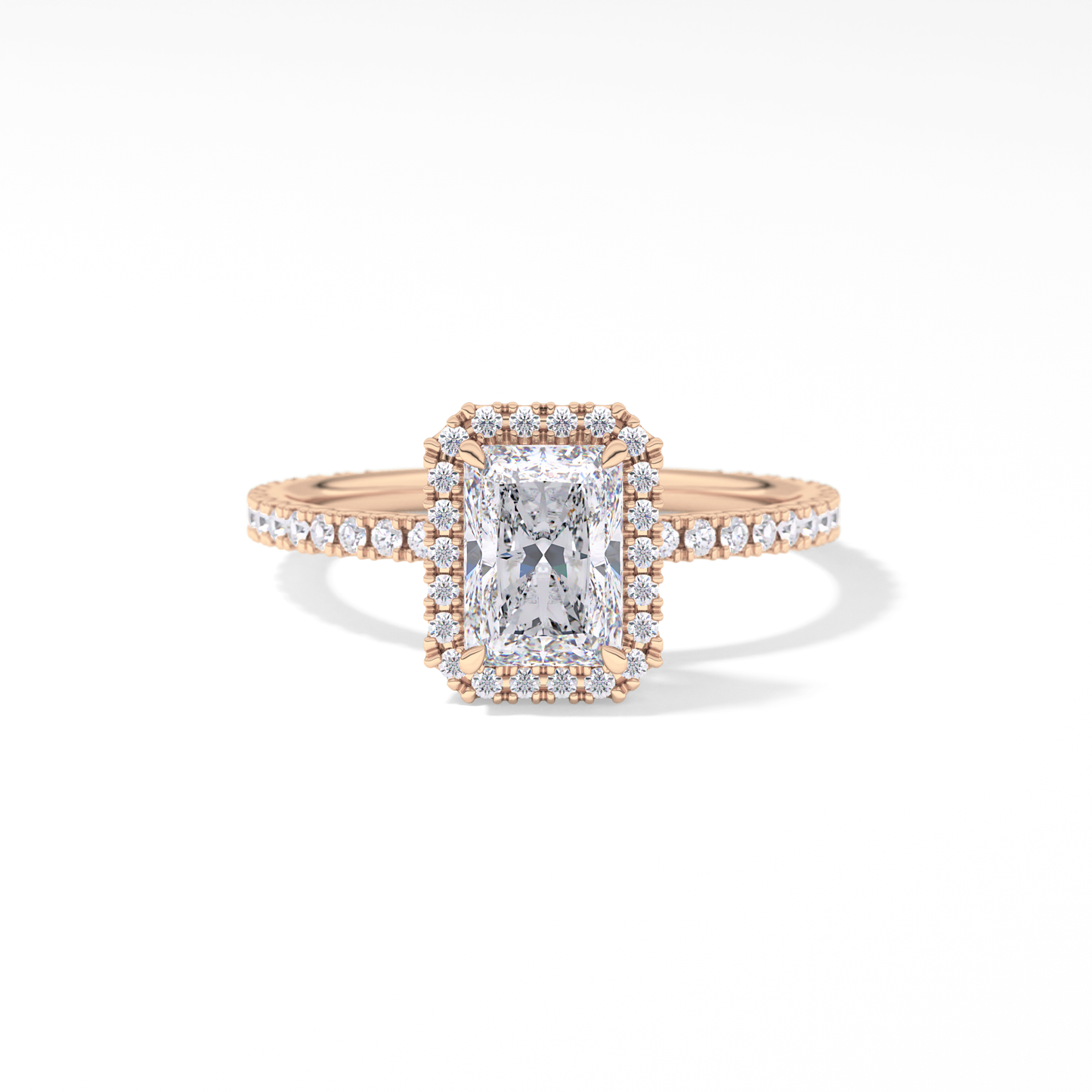 Radiant Halo &  Pave Lab Grown Diamond Engagement Ring