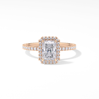 Radiant Halo &  Pave Lab Grown Diamond Engagement Ring
